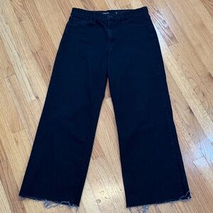 Indigo Six Wide Leg Womens Denim Jeans Pants Black Raw Hem- Size 10